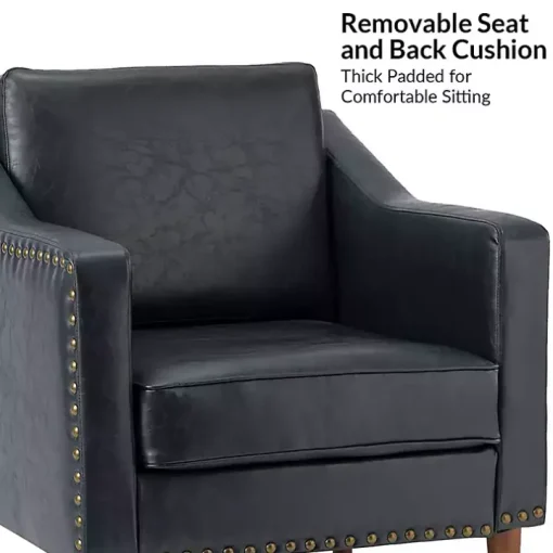 Navy Faux Leather Bonita Accent Chair