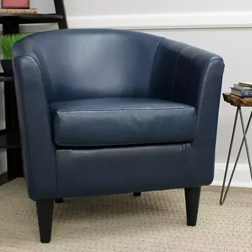 Navy Faux Leather Winslow Accent Chair