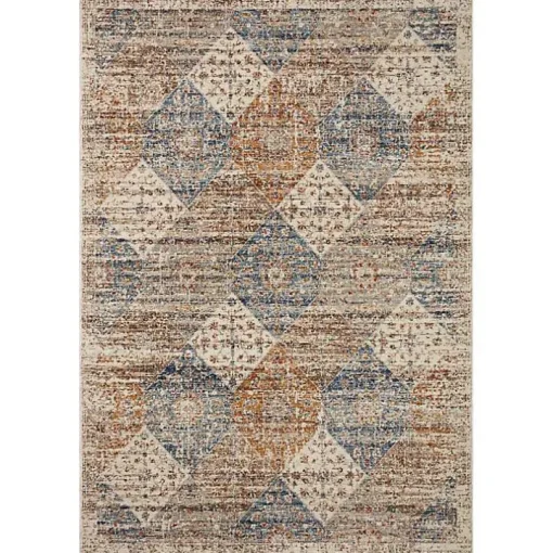 Neutral Diamond Patchwork Area Rug, 5x7