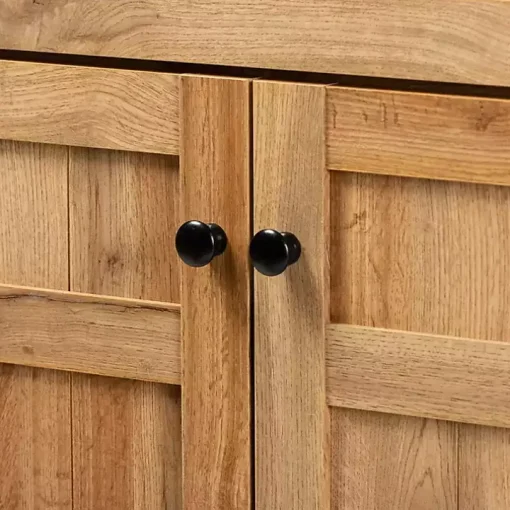 Oak 2-Door Grid Shoe Storage Cabinet