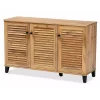 Oak 3-Door Slatted Shoe Storage Cabinet