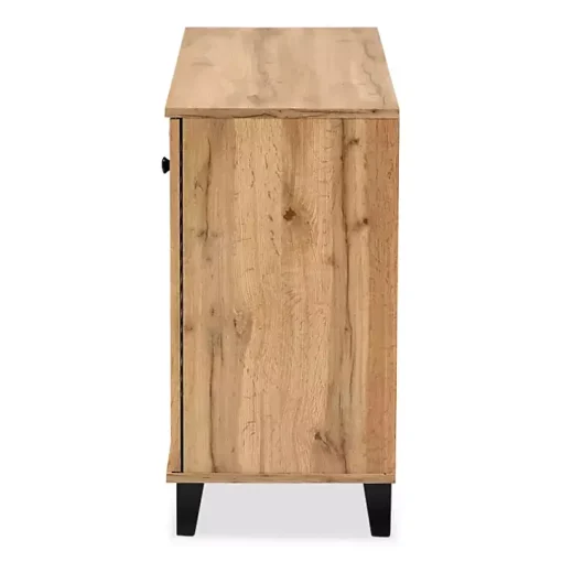 Oak 3-Door Slatted Shoe Storage Cabinet