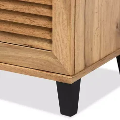 Oak 3-Door Slatted Shoe Storage Cabinet