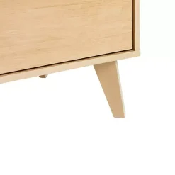 Oak Wood Simple Grooved Handle 6-Drawer Dresser