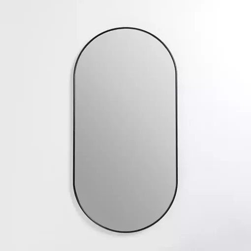 Oblong Black Nouveau Linear Wall Mirror