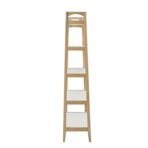 Off White Wood Shelves with Natural Frame Bookcase