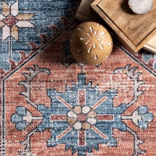 Orange Medallion Washable Runner