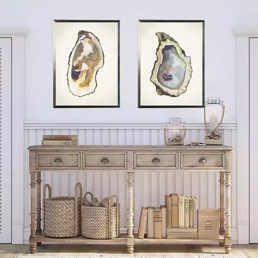 Oyster Shells Framed Art Prints, Set of 2