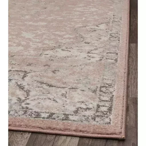 Pink Rose Medallion Area Rug, 5x7