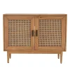 Reclaimed Pine and Woven Cane Cabinet
