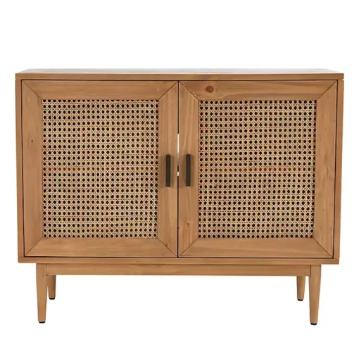 Reclaimed Pine and Woven Cane Cabinet