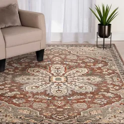 Red Vintage Medallion Leia Area Rug, 5x7