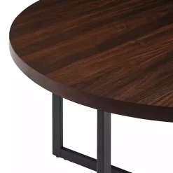 Round Brown and Black X Base Dining Table