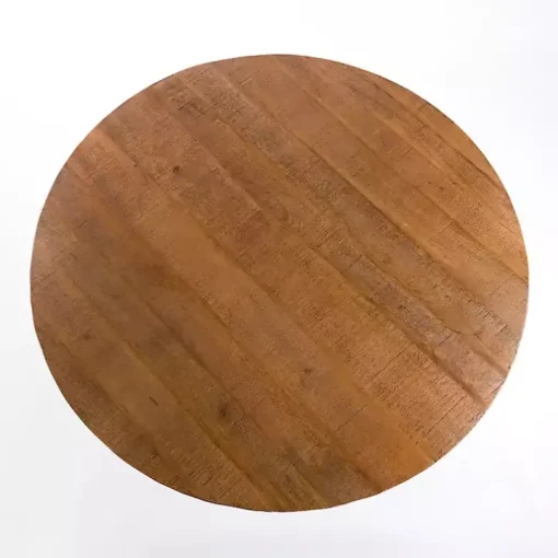 Round Brown Wood Pedestal Dining Table