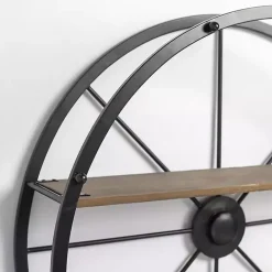 Round Wagon Wheel Wall Shelf