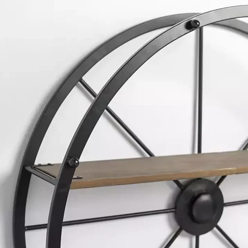 Round Wagon Wheel Wall Shelf