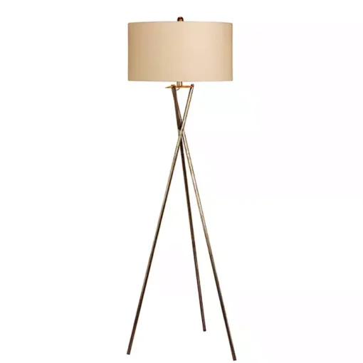 Rusted Silver Metal Tripod Floor Lamp