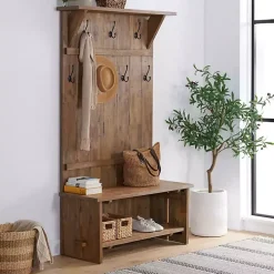 Rustic Acacia Wood Hall Tree