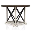 Rustic White & Oak Wood Round Dining Table
