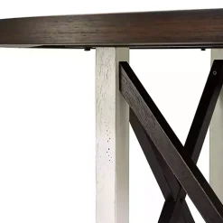 Rustic White & Oak Wood Round Dining Table