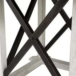 Rustic White & Oak Wood Round Dining Table