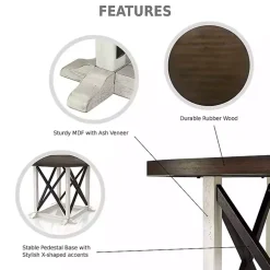 Rustic White & Oak Wood Round Dining Table