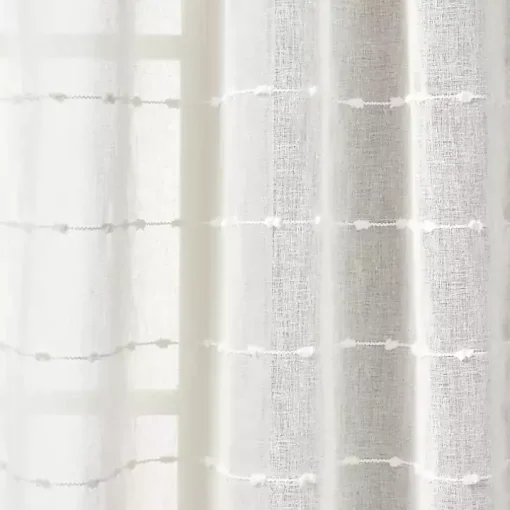 Sheer White Textured Curtain Panel Set, 84 in
