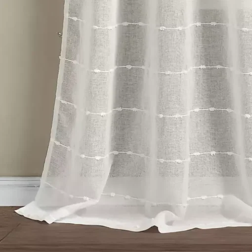 Sheer White Textured Curtain Panel Set, 84 in