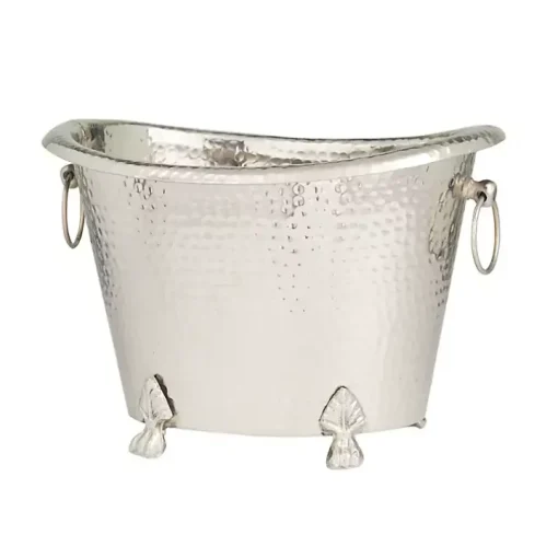 Silver Hammered Metal Footed Wine Bucket