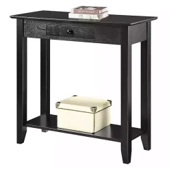 Slim Black Single Drawer Console Table