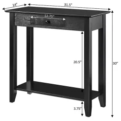 Slim Black Single Drawer Console Table