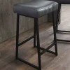 Smokey Gray Faux Leather Counter Stools, Set of 2