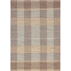 Tan Plaid Emily Henderson x RugsUSA Area Rug, 4x6