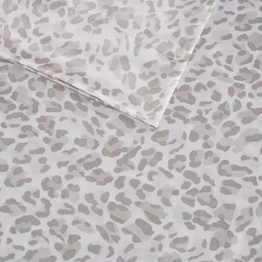 Taupe Leopard Print Satin 4-pc. Full Sheet Set