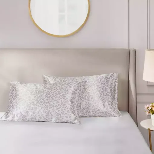 Taupe Leopard Satin King 2-pc. Pillow Case Set