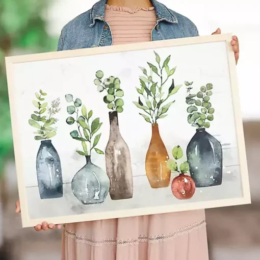 Vases with Greenery Framed Art Print