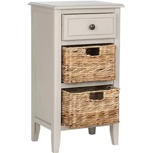 Vintage Gray Wood Baskets Everly Accent Table