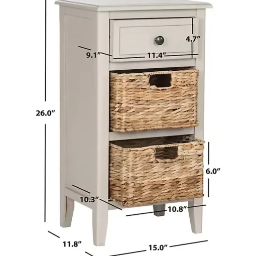 Vintage Gray Wood Baskets Everly Accent Table
