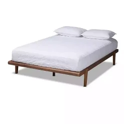 Walnut Brown Wood Full Platform Bed