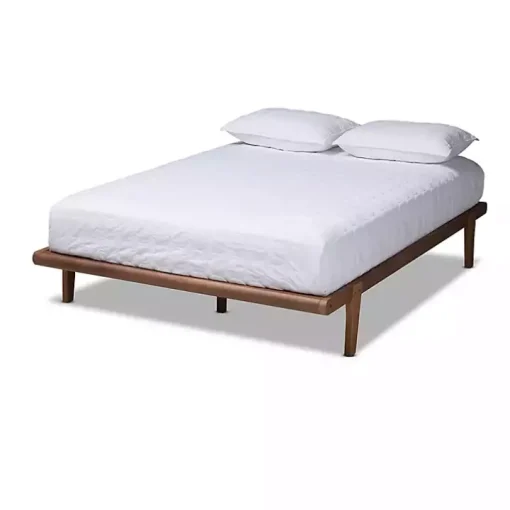 Walnut Brown Wood Full Platform Bed