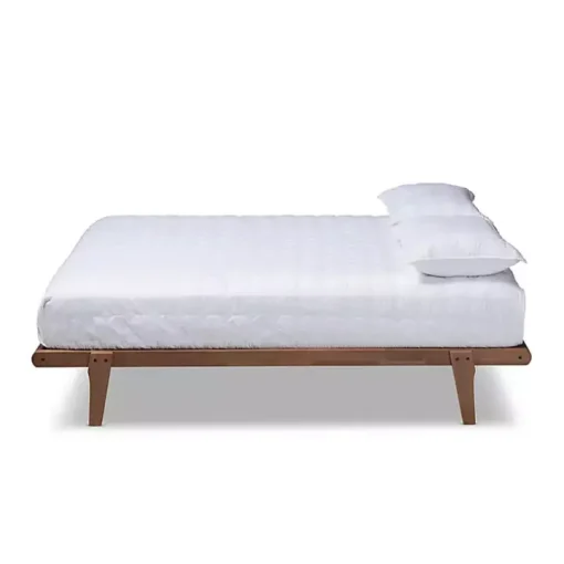 Walnut Brown Wood Full Platform Bed