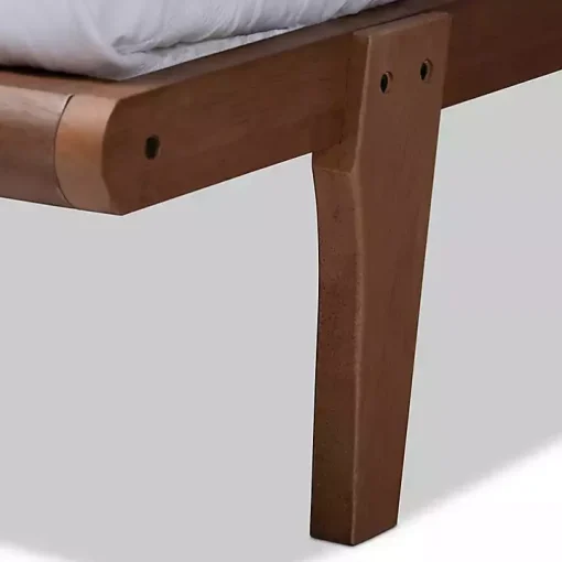 Walnut Brown Wood Full Platform Bed