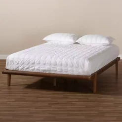 Walnut Brown Wood Full Platform Bed