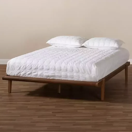 Walnut Brown Wood Full Platform Bed