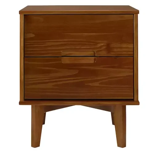 Walnut Mid-Century Modern 2-Drawer Nightstand
