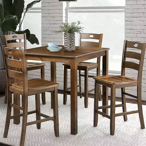 Walnut Wood Brooke 5-pc. Counter Height Set