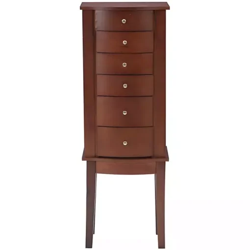 Walnut Wood 6-Drawer Maddie Jewelry Armoire