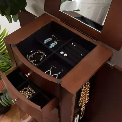 Walnut Wood 6-Drawer Maddie Jewelry Armoire