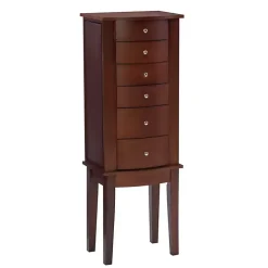 Walnut Wood 6-Drawer Maddie Jewelry Armoire