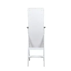 White and Silver Wood Mirror Armoire
